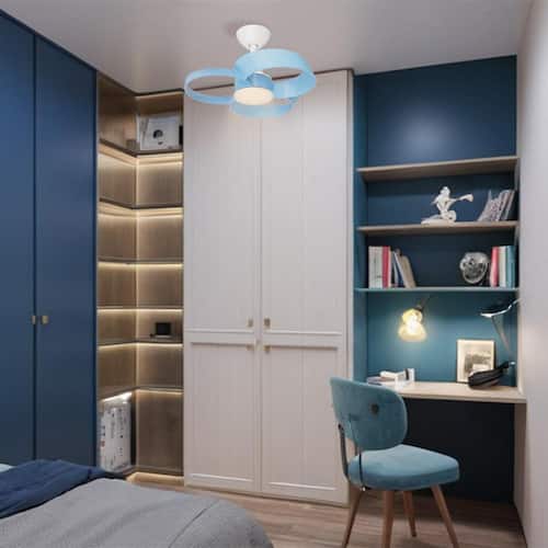 Windora 22 in. Indoor White Ceiling Fan with Blue Blade Dimmable Integrated LED Light and Remote Control Ceiling Fans