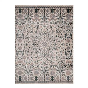 Galilee Nightful Blue 8 ft. x 10 ft. Vintage Bohemian Floral Mandala Polypropylene Area Rug