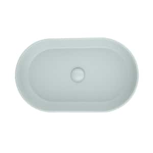 24 in. L x 14.6 in. W MIint Green Acrylic Oval Vessel Bathroom Sink without Faucet