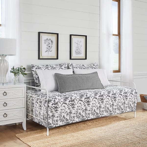 ★美品★LAURA ASHLEY SD　ベッドセット Laura Ashley Amberley 4-Piece Charcoal Gray Cotton Bonus Daybed