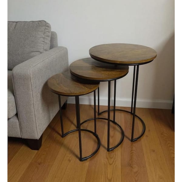 17.50 in. Chestnut Round Solid Wood End Table