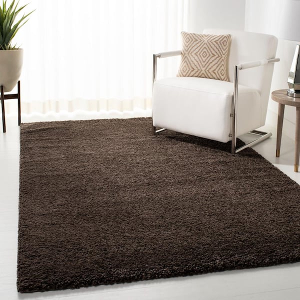 August Shag Brown Doormat 3 ft. x 5 ft. Solid Area Rug