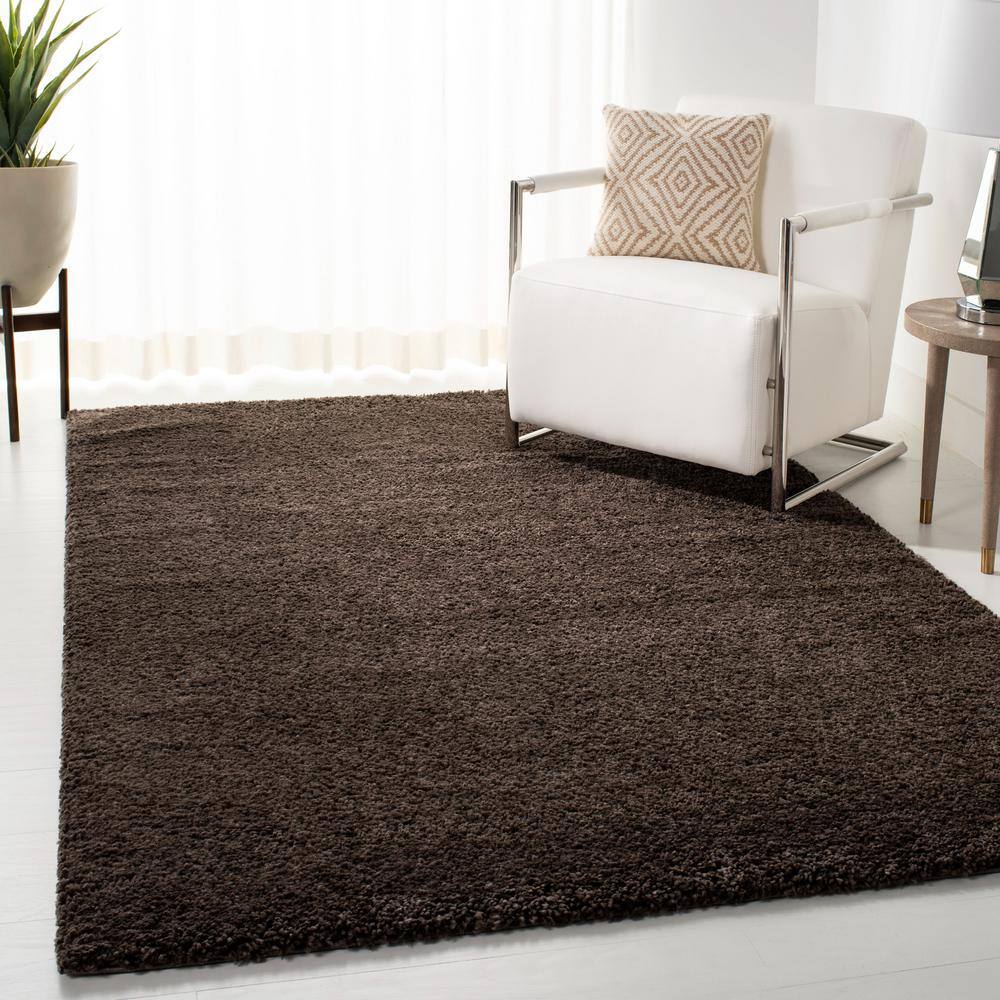 Cozy Comfort Brown Synthetic 8' x 10' Shag Area Rug