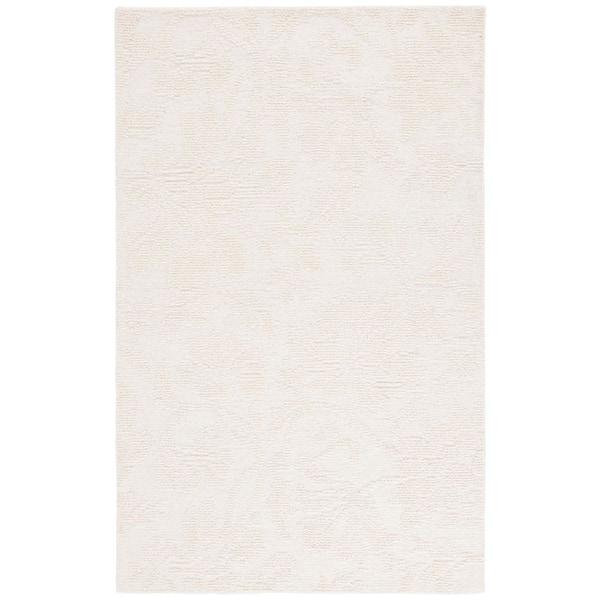 Jardin 3 ft. x 5 ft. Ivory Solid Floral Area Rug