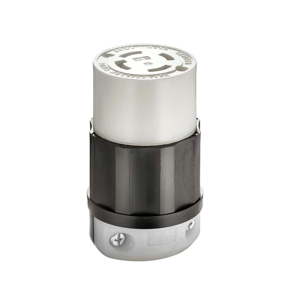 Leviton 30 Amp 125/250-Volt Locking Connector, Black and White 2713-CS R50-02713-0CS