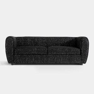 Katie 86.5 in. Round Arm Boucle Polyester Fabric Modern Rectangle Pocket Coil Cushion Sofa In Black