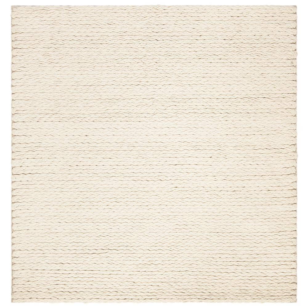 Handmade Ivory Braided Wool 6' Square Area Rug