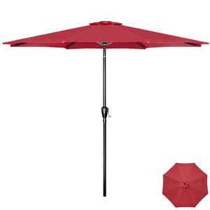 10 ft. Aluminum Outdoor Patio Umbrella with Hand Crank Lift in Red