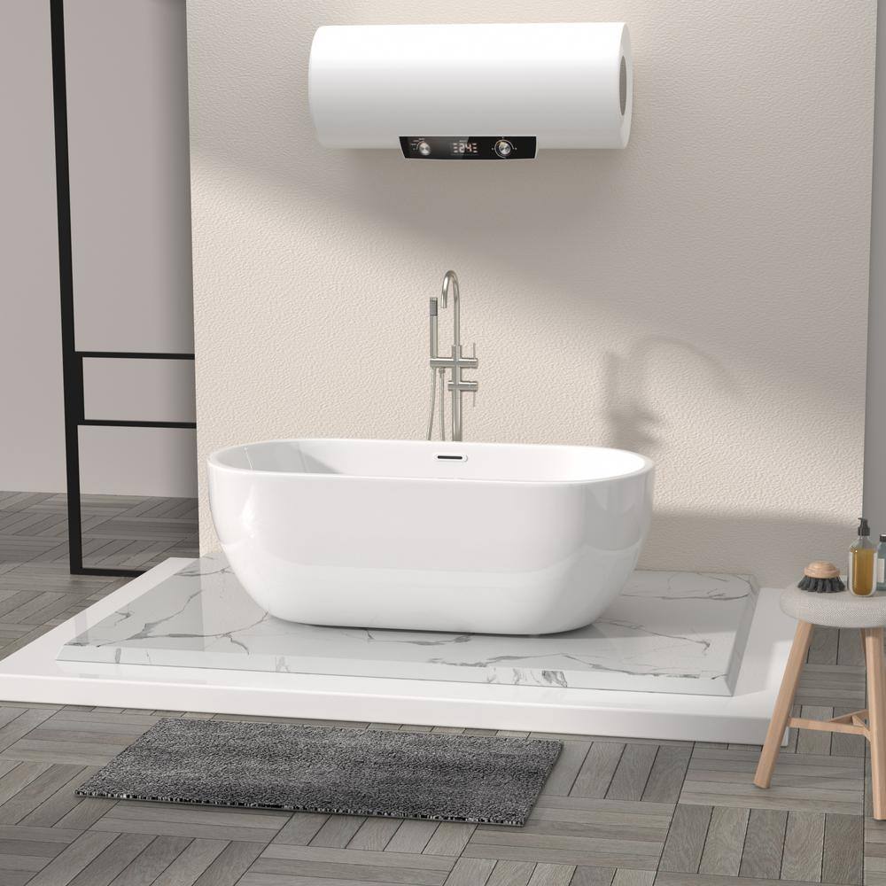 Brushed Nickel Freestanding Tub Filler with Hand Shower
