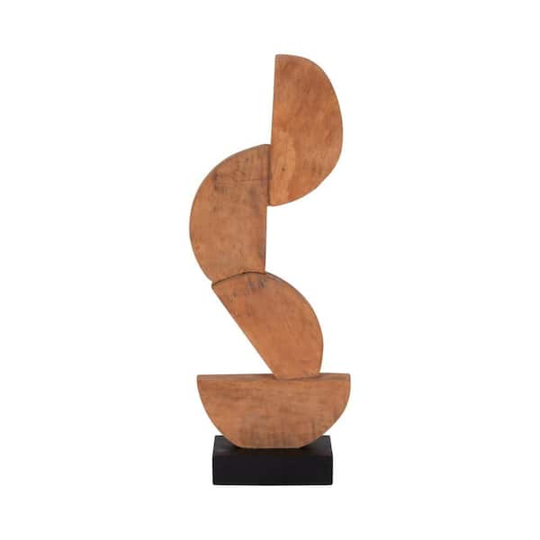 Liv & Skye Brown 8 in. x 23 in. Mango Wood Stacking Circles Sculpture