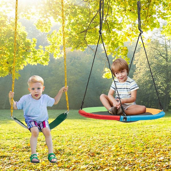 Gymax Swing Set Swing Seat Replacement and Saucer Tree Swing for