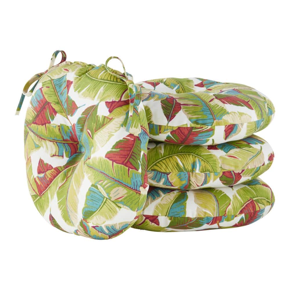 UPC 098198000032 product image for Palm Leaves Multicolored 15 in. Round Outdoor Seat Cushion (4-Pack) | upcitemdb.com