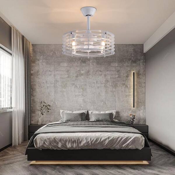 OUKANING 18.5 in. Indoor White Metal Enclosed Reversible