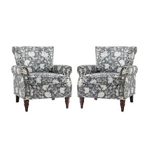 Auria Contemporary Garden Polyester Armchair with Nailhead Trim and Turned Legs Set of 2