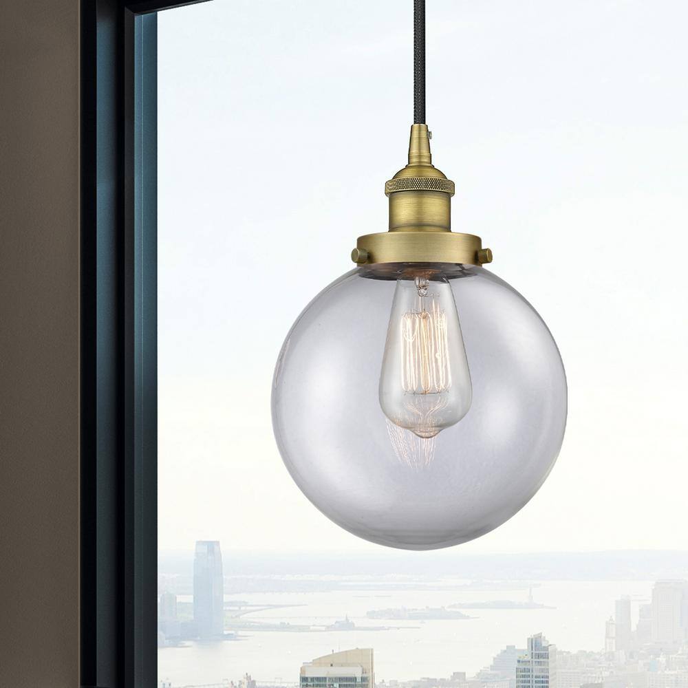 Edison Mini Globe Pendant Light in Brushed Brass with Clear Glass