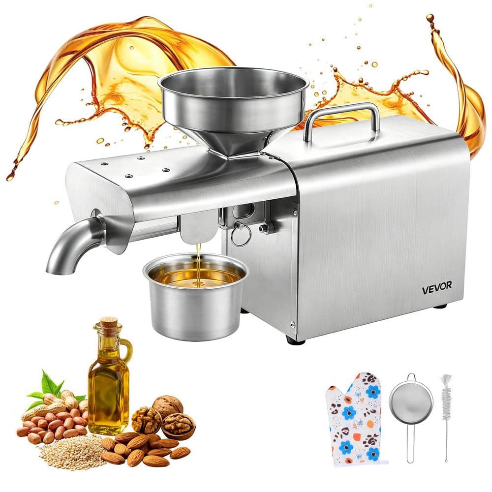 Oil Press Machine, 8.27 lbs./H Capacity, 750W Oil Extractor Machine, 122â„‰-572â„‰ for Peanuts Sesames Soybeans Almonds