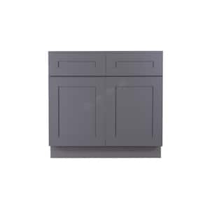 Lancaster Gray Plywood Shaker Stock Assembled Sink Base Kitchen Cabinet 33 in. W x 34.5 in. H x 24 in. D