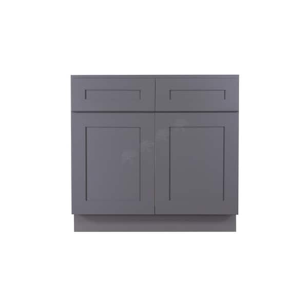 LIFEART CABINETRY Lancaster Gray Plywood Shaker Stock Assembled Sink ...
