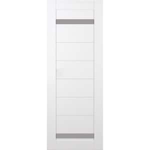 Perla 18 in. x 80 in. No Bore 2-Lite Frosted Glass Snow White Solid Composite Core Wood Composite Interior Door Slab