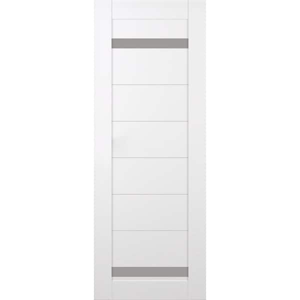 Belldinni Perla 18 in. x 80 in. No Bore 2-Lite Frosted Glass Snow White Solid Composite Core Wood Composite Interior Door Slab
