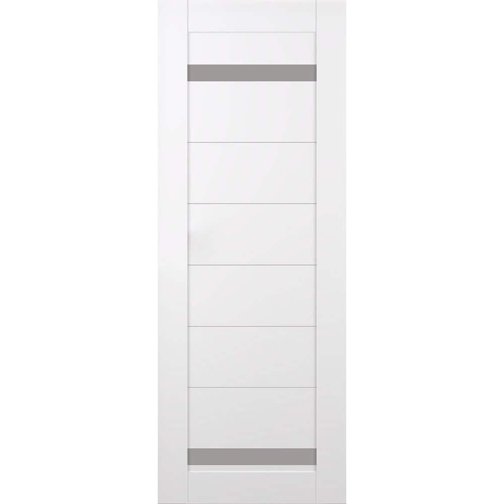 Perla 30 in. x 80 in. No Bore 2-Lite Frosted Glass Snow White Solid Composite Core Wood Composite Interior Door Slab price history on PriceWatchPro