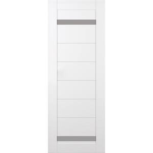 Perla 30 in. x 80 in. No Bore 2-Lite Frosted Glass Snow White Solid Composite Core Wood Composite Interior Door Slab
