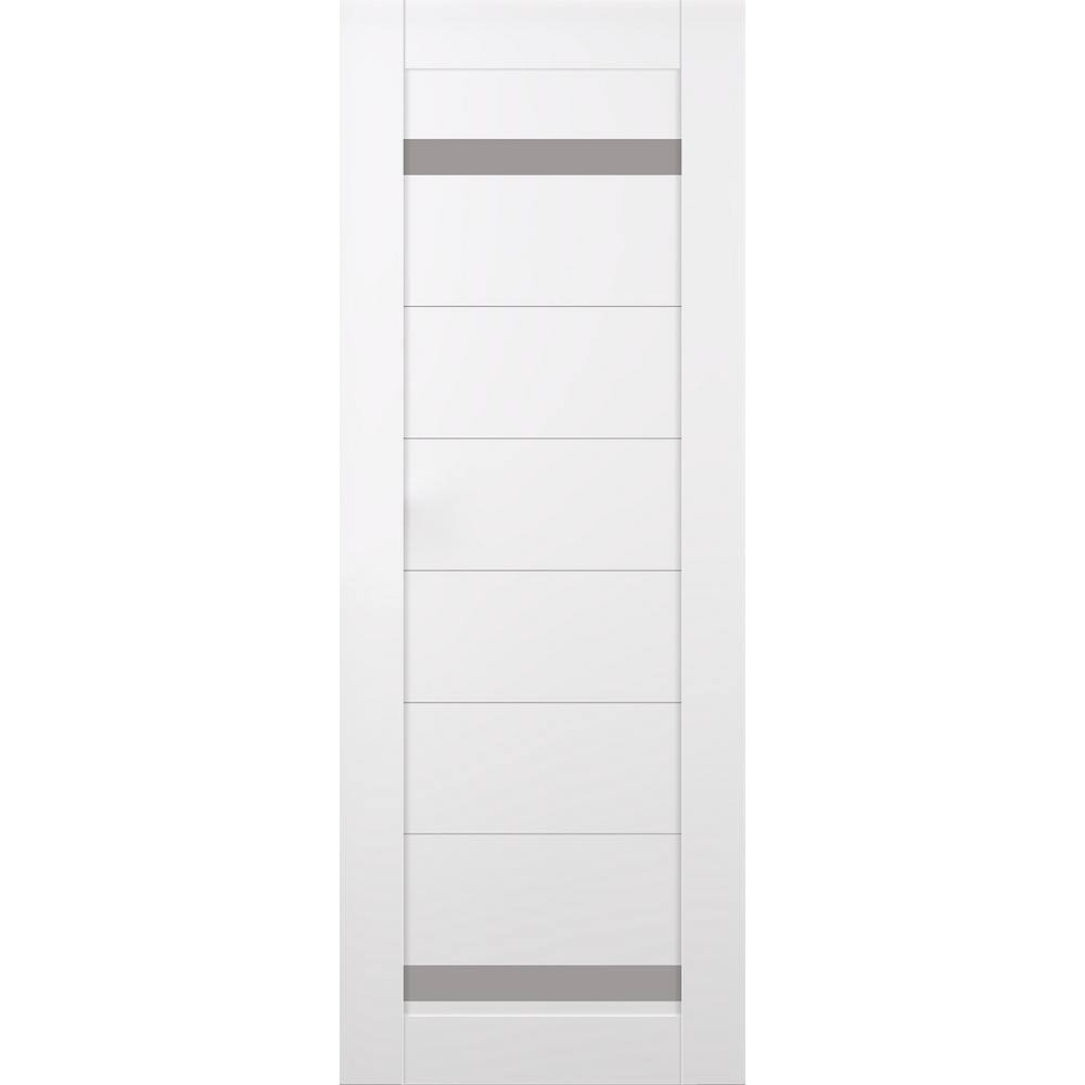 Perla 24 in. x 96 in. No Bore 2-Lite Frosted Glass Snow White Solid Composite Core Wood Composite Interior Door Slab price history on PriceWatchPro