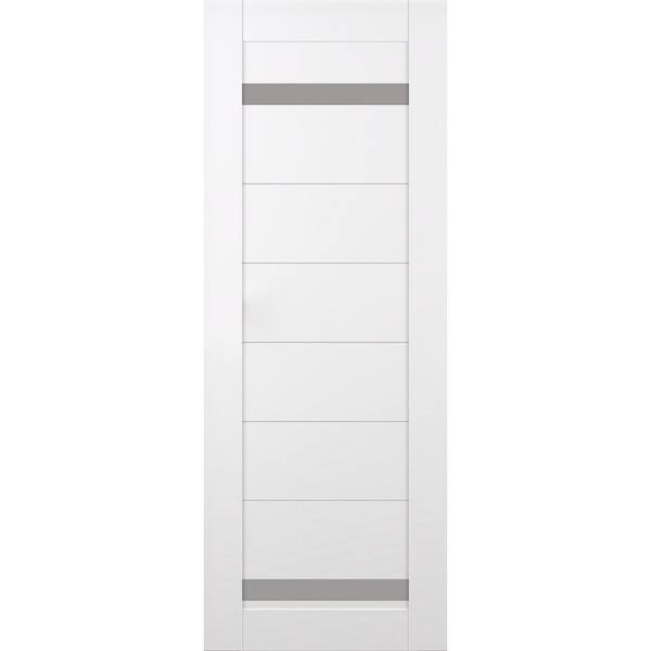 Belldinni Perla 32 in. x 96 in. No Bore 2-Lite Frosted Glass Snow White Solid Composite Core Wood Composite Interior Door Slab