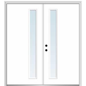 Viola 60 in. x 80 in. Right-Hand Inswing 1-Lite Clear Low-E Primed Fiberglass Prehung Front Door on 4-9/16 in. Frame
