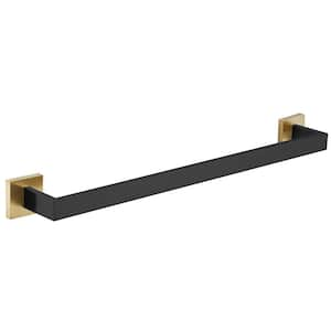 24 In. Modern Square Wall Mounted Single Bathroom Towel Bar Holder Rack Bath Accessories Hanger in Black Gold