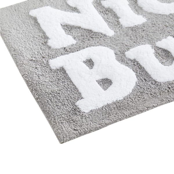 Nice Butt 20 in. x 32 in. Gray Novelty Cotton Rectangular Bath Mat