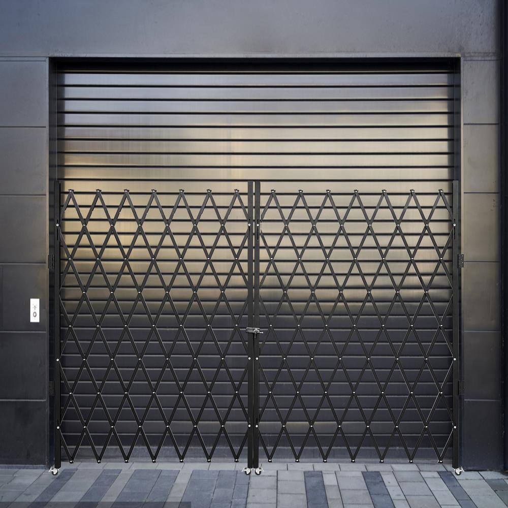 Black Metal Double Folding Security Gate for Commercial Use