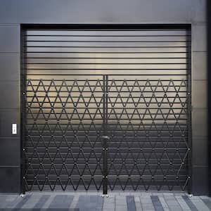 Bi-Fold Security Door 5 ft. H x 10 ft. W Steel Accordion Folding Door Gate with Keys 360-Degree Rolling Barricade Gate