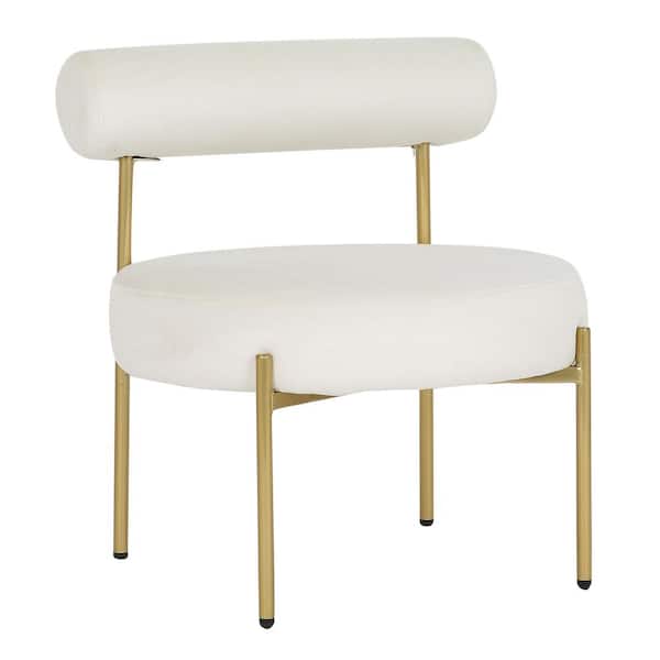 Lumisource Rhonda Cream Velvet and Gold Steel Accent Chair