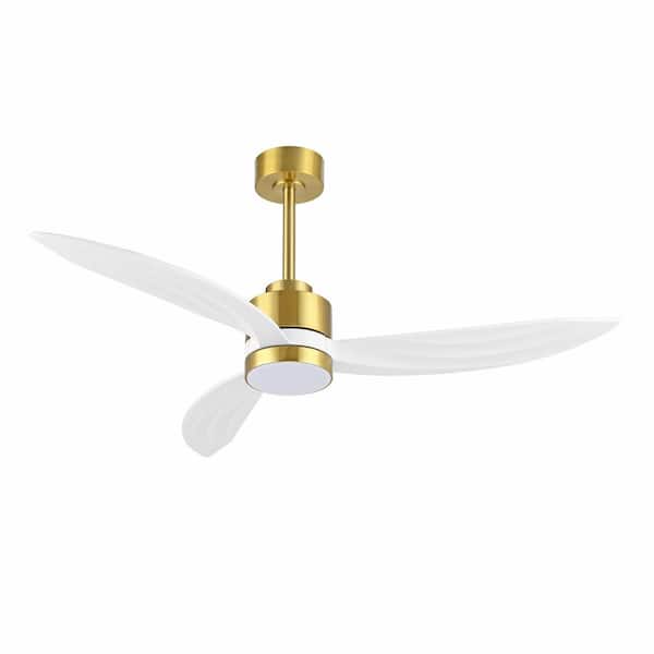 WINGBO 52 in. LED Indoor Gold and White Indoor Ceiling Fan with Remote
