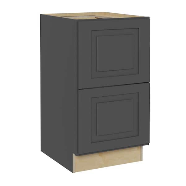 Home Decorators Collection Grayson 18 in. W x 21 in. D x 28.5 in. H Assembled Plywood Desk Drawer Base Bath Cabinet in Deep Onyx with Soft Close