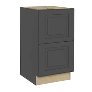 Grayson Deep Onyx Painted Plywood Shaker Assembled Drawer Base Kitchen Cabinet Soft Close 18 in W x 21 in D x 28.5 in H