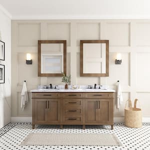 Sonoma 72 in. W x 22 in. D x 34 in H Bath Vanity in Almond Latte with White Carrara Marble Top