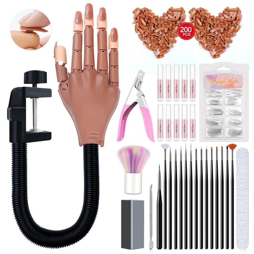 Practice Hand for Acrylic Nail Manicure Training, Flexible Fake Hands with 