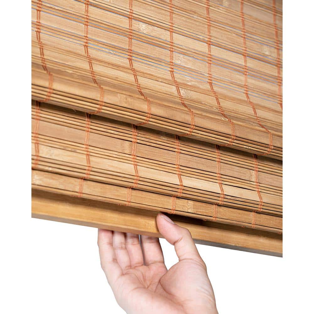 Premium True-to-Size Brown Squirrel Cordless Light Filtering Natural Woven Bamboo Roman Shade – 31 in. W X 48 in. H