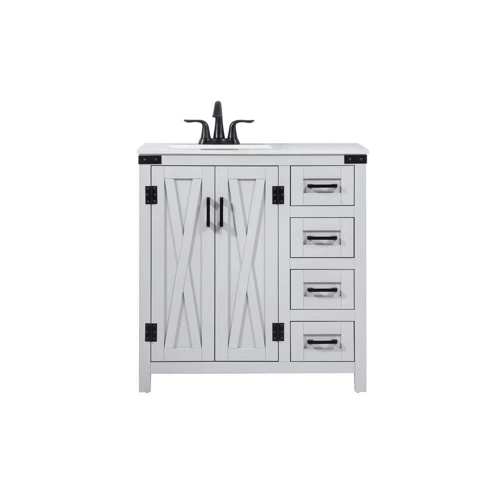 Simply Living 32 in. W x 19 in. D x 34 in. H Bath Vanity in Grey with Ivory