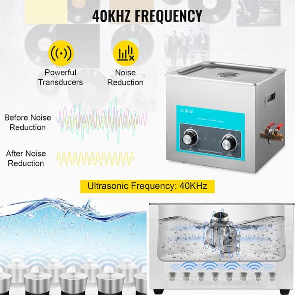 VEVOR 10L Professional Ultrasonic Cleaner Digital Ultrasonic Cleaner 640W Stainless Steel Knob Control with Heater and Timer