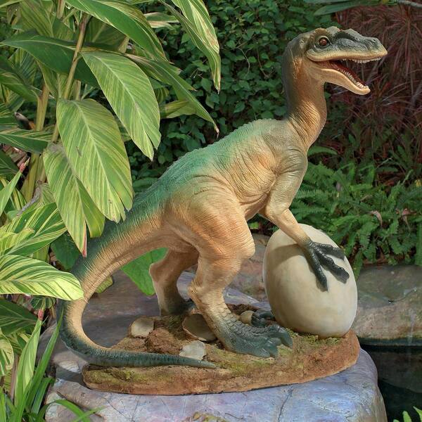 Design Toscano 14.5 in. H The Egg Beater Raptor Dinosaur Statue