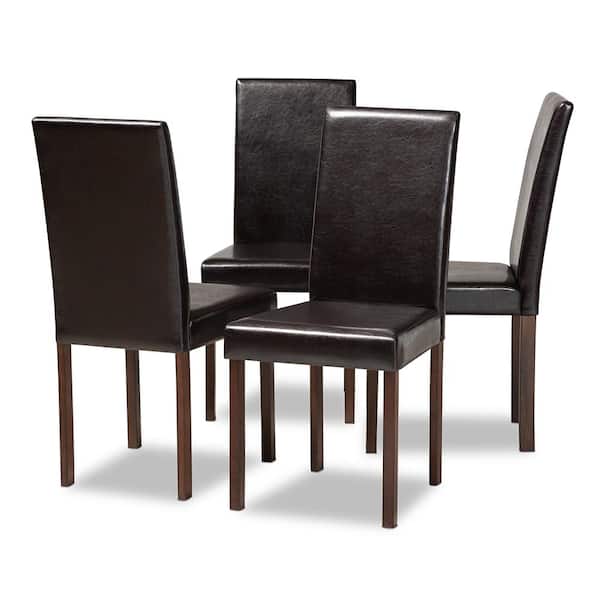 Baxton Studio Andrew Dark Brown Faux Leather Upholstered Dining Chairs (Set of 2)