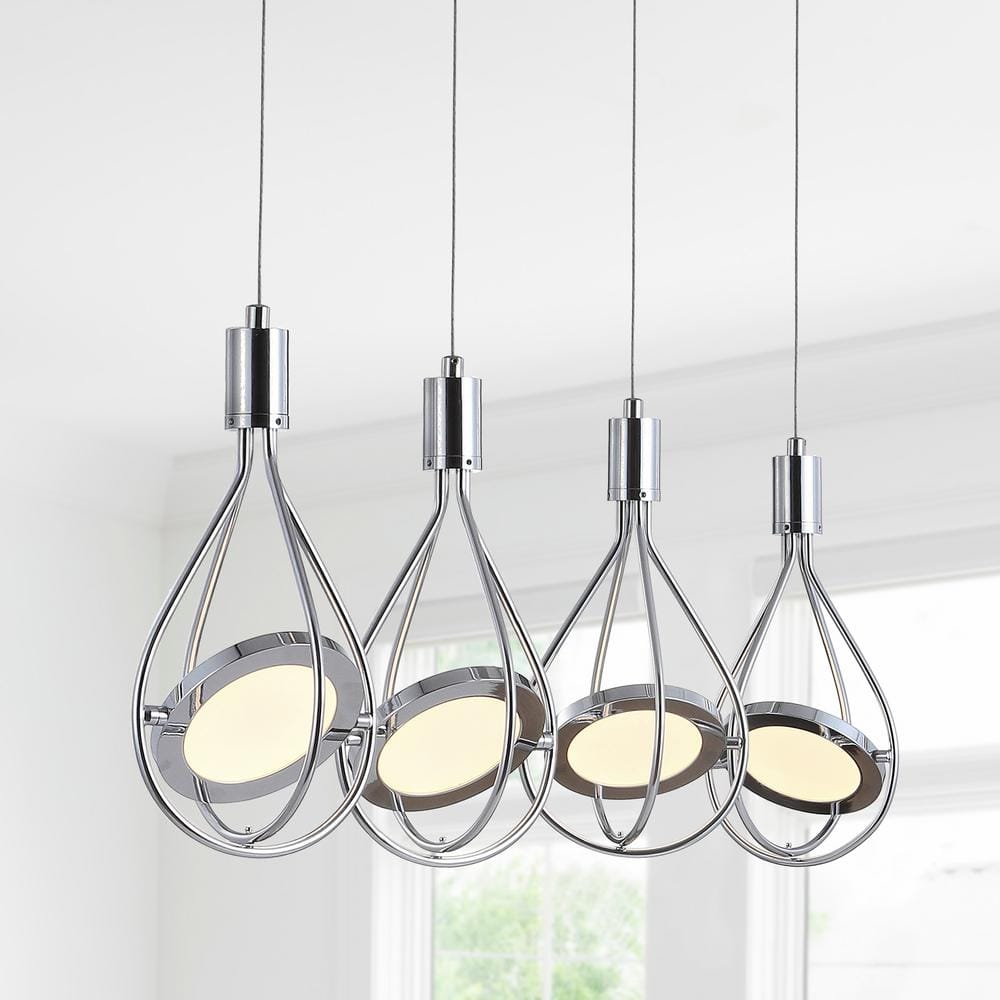 Orion Minimalistic Glam 4-Light Polished Chrome LED Pendant