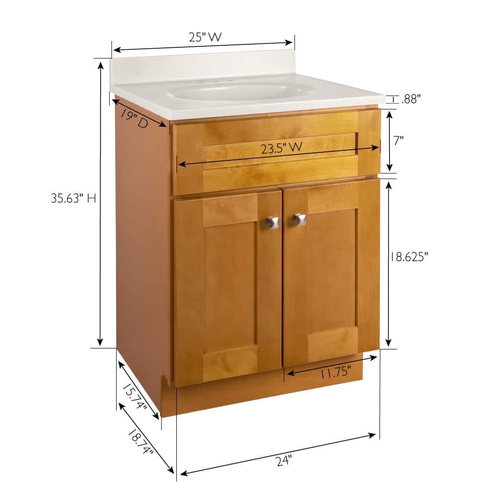 Modern Birch 25" Freestanding Bathroom Vanity with Cultured Marble Top