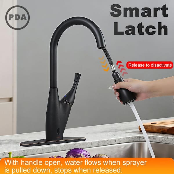 16.5 in. Dual Sensor Single-Handle Pull-Down Sprayer Kitchen Faucet with 360 ° Swivel Spout in Oil Rubbed Bronze