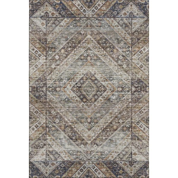 Mayfield Premium Machine Washable Abstract AMF2195 Brown 5 ft. x 7 ft. 6 in. Area Rug
