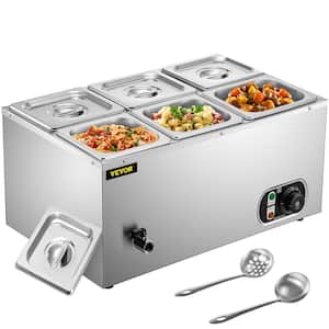 Commercial Food Warmer Bain Marie 6-Pan Buffet Stainless Steel