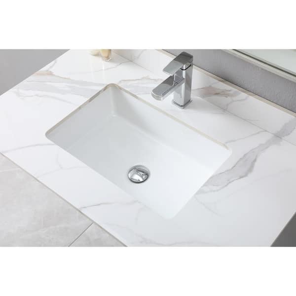Xzkai 37 in. W x 22 in. D Engineered Stone Composite White Rectangular Single Sink and Bathroom Vanity Top in White